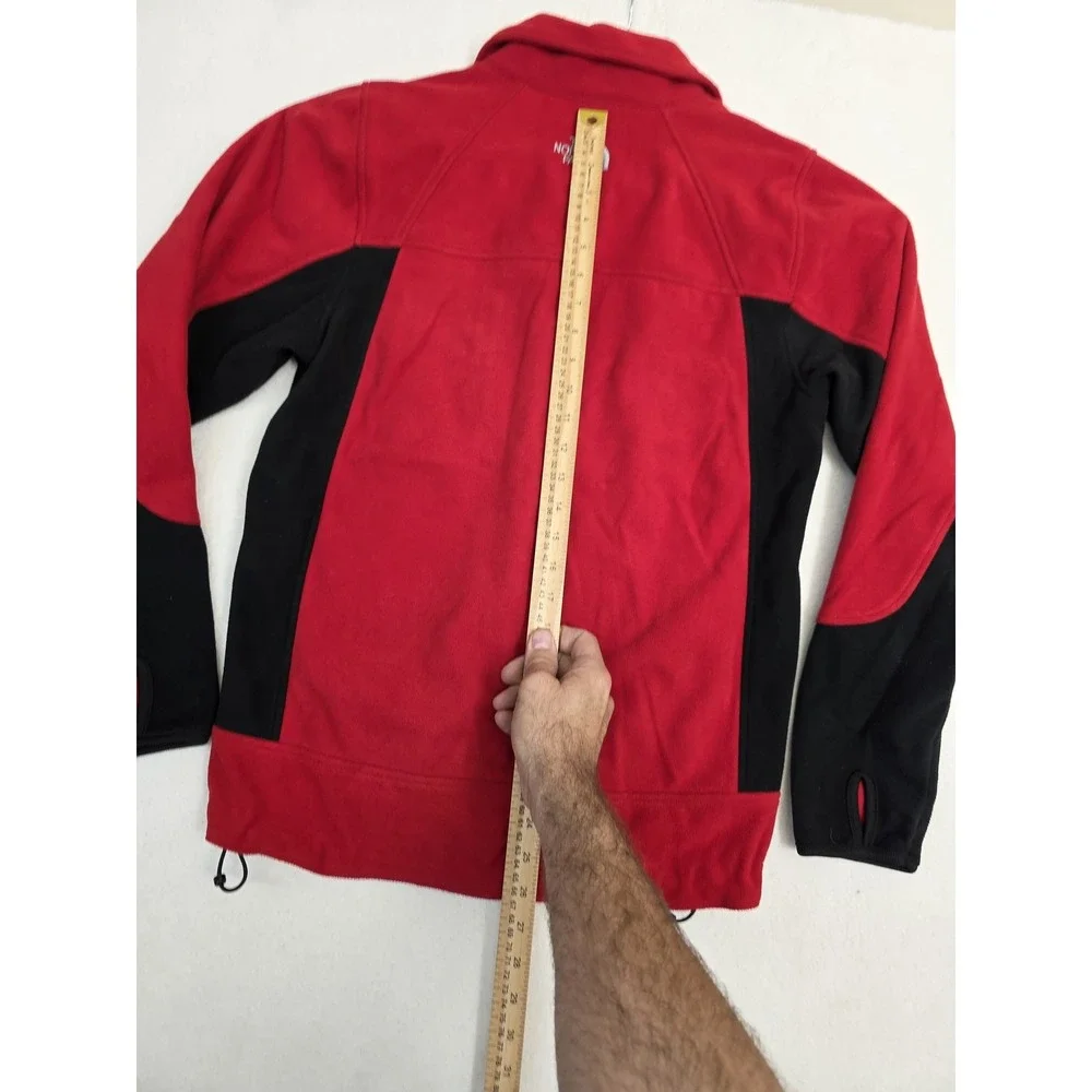The North Face Jacket Mens Small Red‎ Black Fleece Full Zip Outdoor Hiking